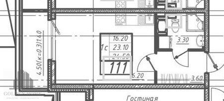 Квартира 24,5 м², студия - изображение 1