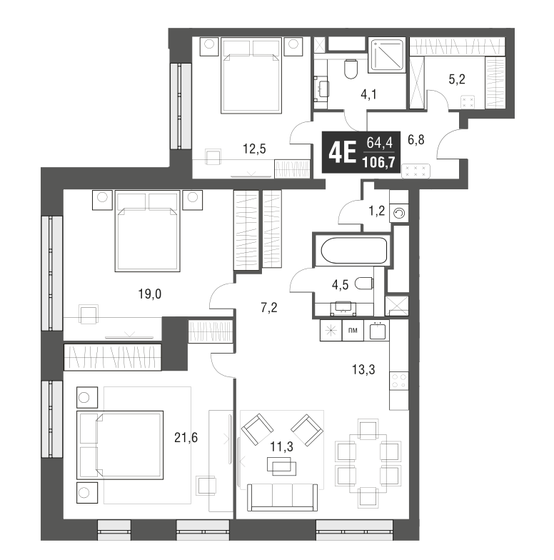 106,7 м², 4-комнатная квартира 38 581 400 ₽ - изображение 46
