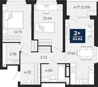 Квартира 63,6 м², 2-комнатная - изображение 1