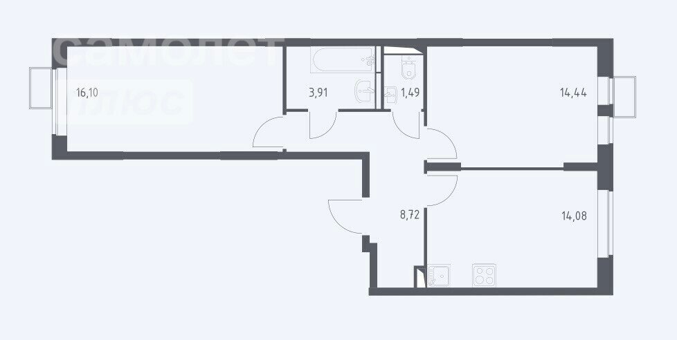 58,7 м², 2-комнатная квартира 11 200 000 ₽ - изображение 1
