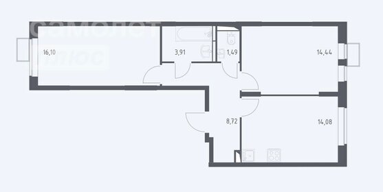 Квартира 58,7 м², 2-комнатная - изображение 2