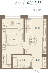 Квартира 42,6 м², 1-комнатные - изображение 1