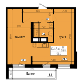 57,1 м², 1-комнатная квартира 11 988 993 ₽ - изображение 21
