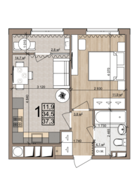 38,6 м², 1-комнатная квартира 4 426 800 ₽ - изображение 53