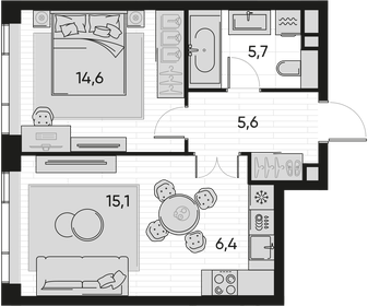 53,5 м², 2-комнатная квартира 23 000 000 ₽ - изображение 100