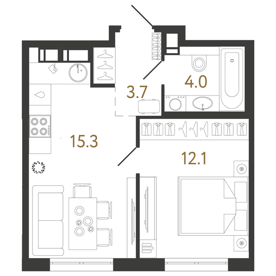 35,1 м², 1-комнатная квартира 9 988 632 ₽ - изображение 22