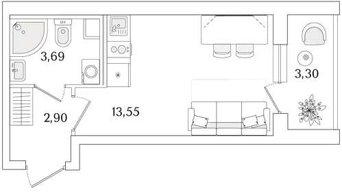 Квартира 21,8 м², студия - изображение 1