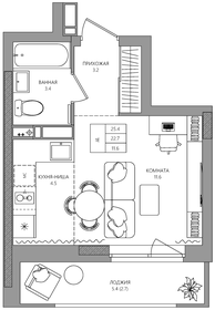 Квартира 25,4 м², студия - изображение 1