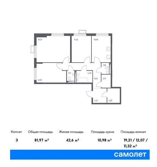 82 м², 3-комнатная квартира 15 375 267 ₽ - изображение 1