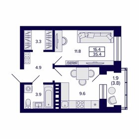 40 м², 1-комнатная квартира 4 700 000 ₽ - изображение 69