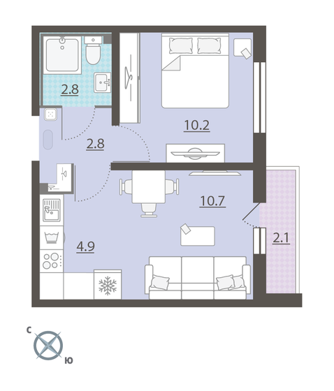 32,5 м², 1-комнатная квартира 4 193 280 ₽ - изображение 1
