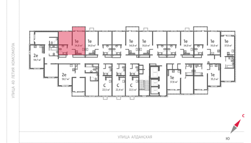 Квартира 34,8 м², 1-комнатная - изображение 2