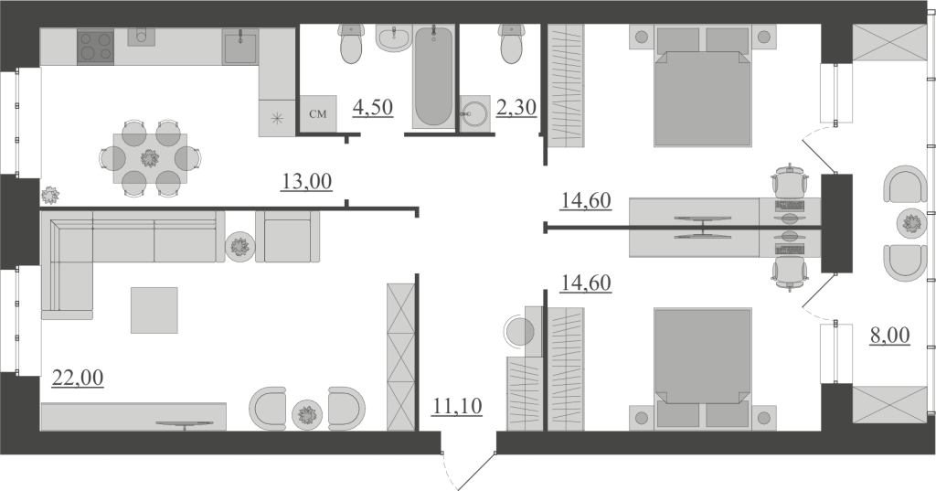 90,1 м², 3-комнатная квартира 7 478 300 ₽ - изображение 1