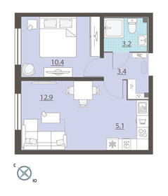 54 м², 1-комнатная квартира 6 100 000 ₽ - изображение 47