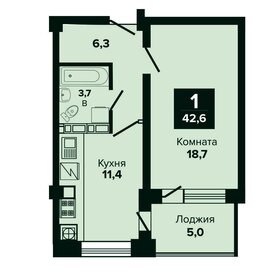 Квартира 42,6 м², 1-комнатная - изображение 1