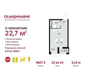 Квартира 22,7 м², студия - изображение 1