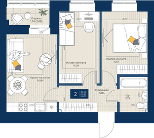 Квартира 48,3 м², 2-комнатная - изображение 1