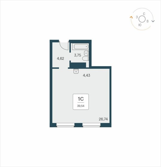 39,5 м², апартаменты-студия 5 950 000 ₽ - изображение 1