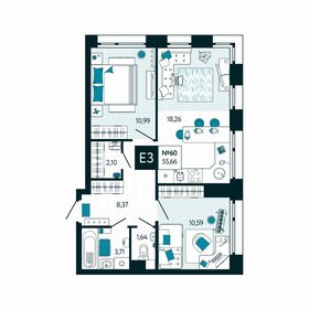 56,3 м², 2-комнатная квартира 6 745 190 ₽ - изображение 5
