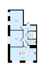 Квартира 51,4 м², 2-комнатная - изображение 1