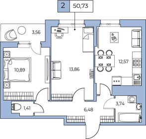 62,2 м², 2-комнатная квартира 8 699 000 ₽ - изображение 44