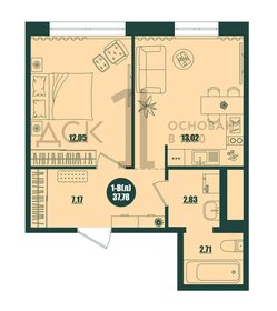 Квартира 37,8 м², 1-комнатная - изображение 1