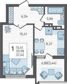 Квартира 37,4 м², 1-комнатная - изображение 1