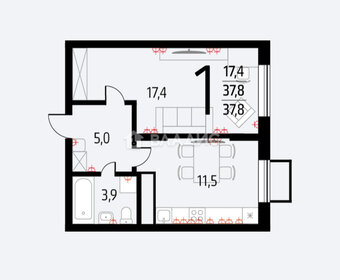 Квартира 37,7 м², 1-комнатная - изображение 1