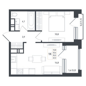 Квартира 35,5 м², 1-комнатная - изображение 1