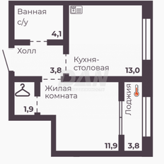 Квартира 34,7 м², 1-комнатная - изображение 2