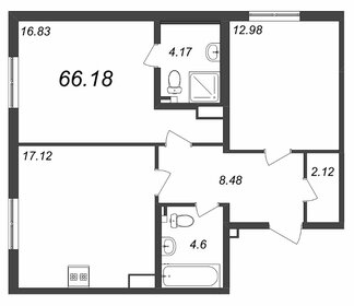 Квартира 66,2 м², 2-комнатная - изображение 1