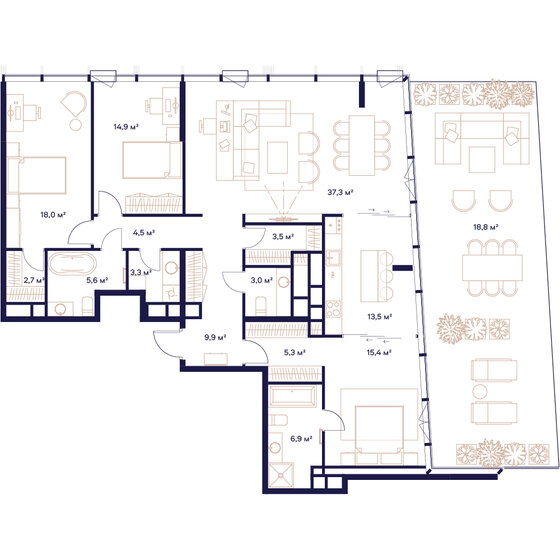 162,6 м², 4-комнатная квартира 133 206 800 ₽ - изображение 1