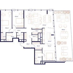 146,4 м², 4-комнатная квартира 113 513 600 ₽ - изображение 14