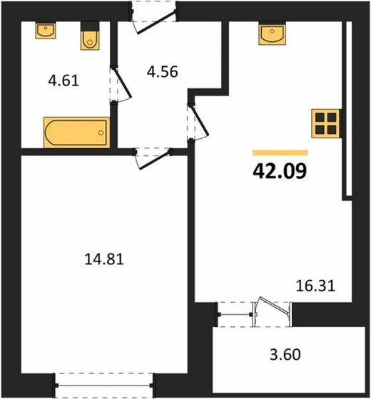 41,7 м², 1-комнатная квартира 6 560 000 ₽ - изображение 33