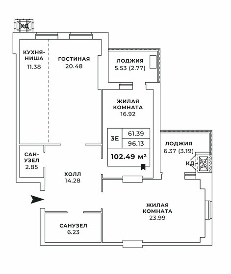 102,5 м², 3-комнатная квартира 17 218 000 ₽ - изображение 24