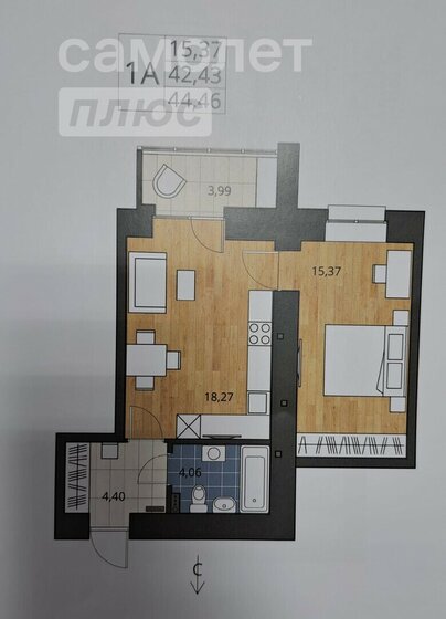 44,5 м², 1-комнатная квартира 6 350 000 ₽ - изображение 51