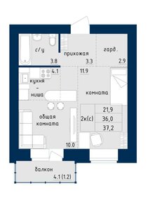 40,5 м², 1-комнатная квартира 4 500 000 ₽ - изображение 37
