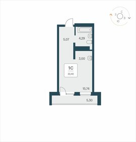 Квартира 33,4 м², студия - изображение 1