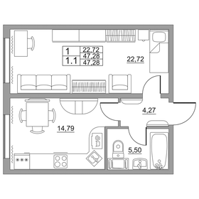 51 м², 2-комнатная квартира 6 000 000 ₽ - изображение 82