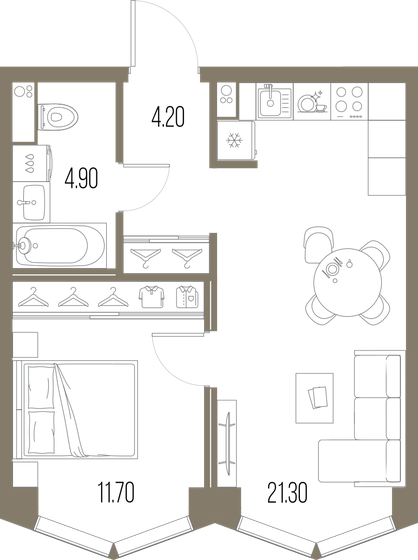 42,1 м², 1-комнатная квартира 21 471 000 ₽ - изображение 15