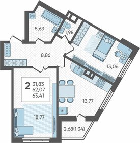 68 м², 2-комнатная квартира 8 200 000 ₽ - изображение 52