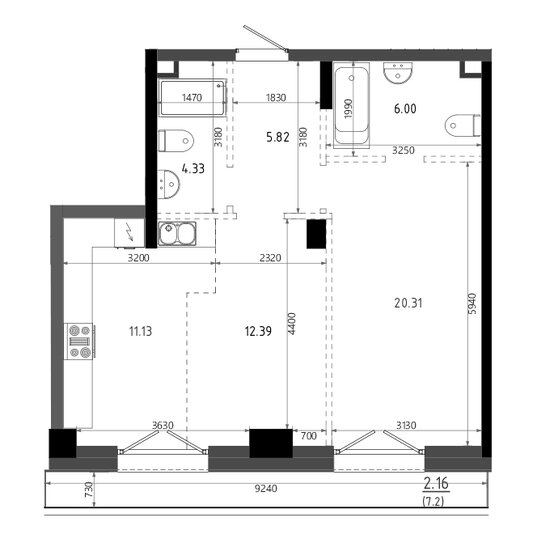 62,1 м², 1-комнатная квартира 20 424 632 ₽ - изображение 1