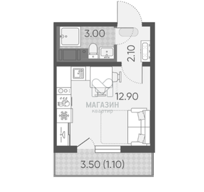 Квартира 19,1 м², студия - изображение 1