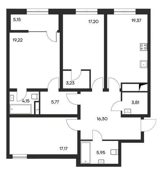 117,3 м², 3-комнатная квартира 14 078 400 ₽ - изображение 1