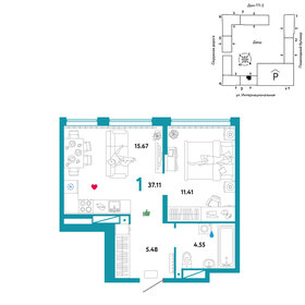 35 м², 1-комнатная квартира 9 860 564 ₽ - изображение 44