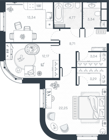 Квартира 70,9 м², 2-комнатная - изображение 1
