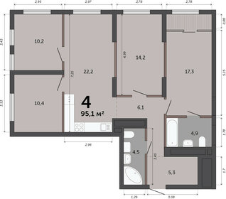 Квартира 95,1 м², 4-комнатная - изображение 1