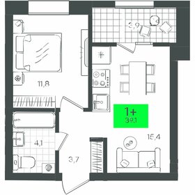 Квартира 39,2 м², 1-комнатная - изображение 1