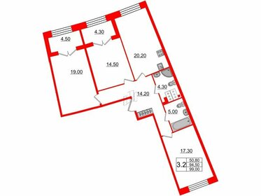 Квартира 94,5 м², 3-комнатная - изображение 1