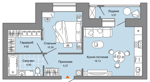 Квартира 45 м², 2-комнатная - изображение 1